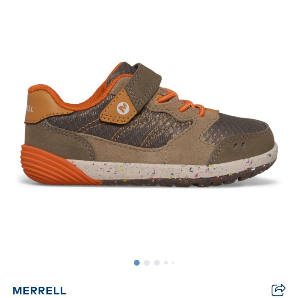 Merrell Toddler size 8 wide Bare Steps Sneakers - Gunsmoke and Orange